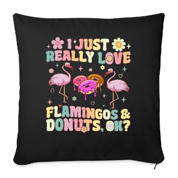 I just love flamingos and donuts, okay? Floc - Sofa pillowcase 17,3'' x 17,3'' (45 x 45 cm) - black - Front