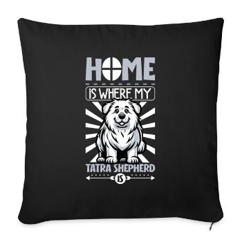 Home - Polski Owczarek Podhalanski - Sofa pillowcase 17,3'' x 17,3'' (45 x 45 cm) - black - Front