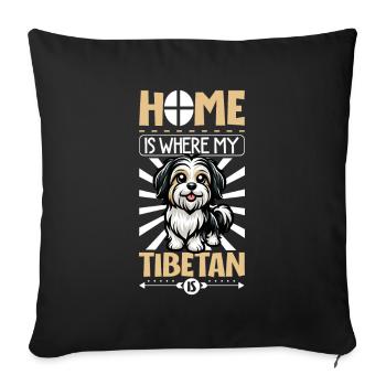 Home - Tibetan Terrier - Sofa pillowcase 17,3'' x 17,3'' (45 x 45 cm) - black - Front