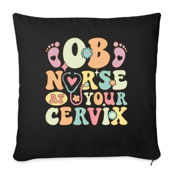 OB nurse at cervix funny OBGY - Sofa pillowcase 17,3'' x 17,3'' (45 x 45 cm) - black - Front