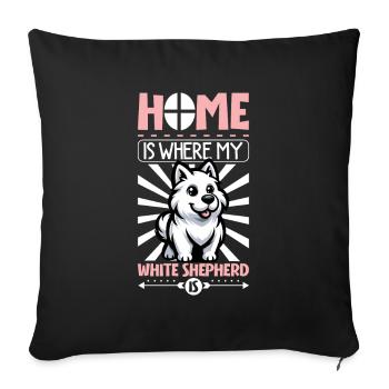 Home - White Shepherd - Sofa pillowcase 17,3'' x 17,3'' (45 x 45 cm) - black - Front