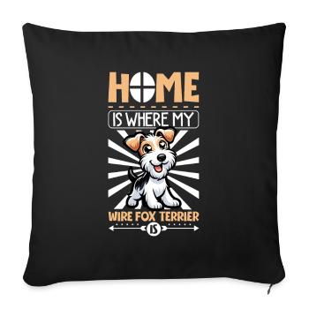 Zuhause - Drahthaar-Foxterrier - Sofakissenbezug 45 x 45 cm - Schwarz - Vorne