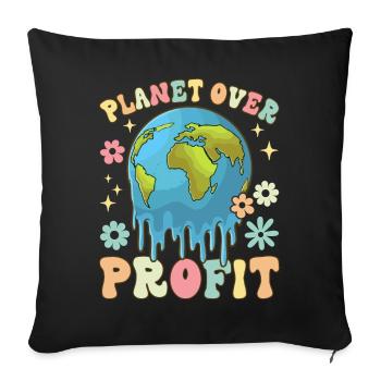 La planète avant le profit Changement climatique Jour de la Terre - Housse de coussin décorative 45 x 45 cm - noir - Devant