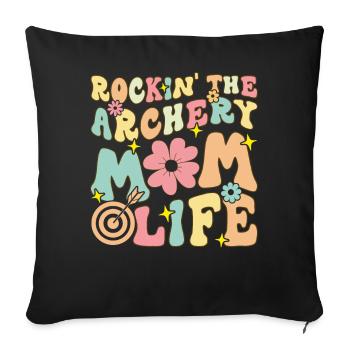 Rockin' The Archery Mom Life Groovy Archer - Sofa pillowcase 17,3'' x 17,3'' (45 x 45 cm) - black - Front
