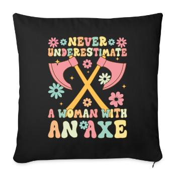 Une femme avec une hache Groovy Hache Lancer Femelle - Housse de coussin décorative 45 x 45 cm - noir - Devant