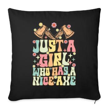 Les femmes qui ont une belle hache Groovy Axe Thrower - Housse de coussin décorative 45 x 45 cm - noir - Devant