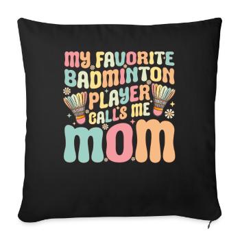 Ma joueuse de badminton préférée m’appelle Mama Groovy - Housse de coussin décorative 45 x 45 cm - noir - Devant
