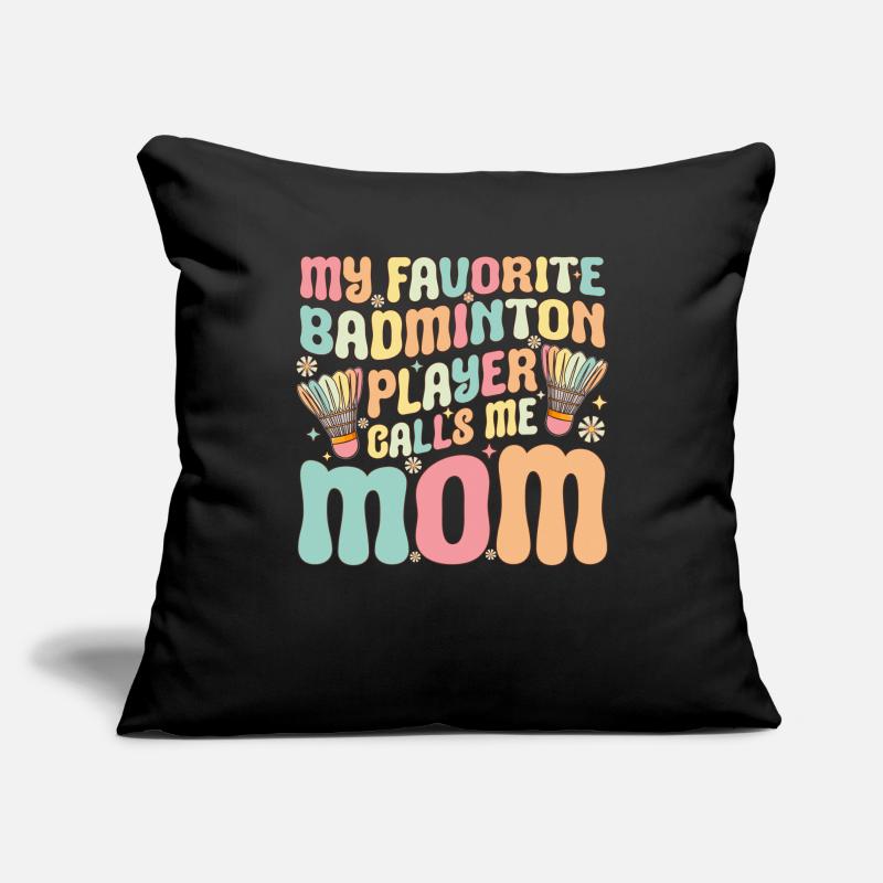 Ma joueuse de badminton préférée m’appelle Mama Groovy Housse de coussin décorative 45 x 45 cm