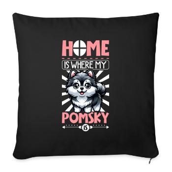 Home - Pomsky - Sofa pillowcase 17,3'' x 17,3'' (45 x 45 cm) - black - Front