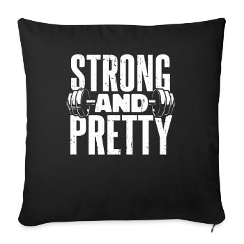 Gewichtheben Gewichtheber Strong And Pretty - Sofakissenbezug 45 x 45 cm - Schwarz - Vorne