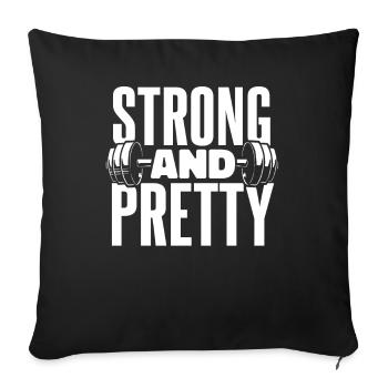 Gewichtheben Gewichtheber Strong And Pretty - Sofakissenbezug 45 x 45 cm - Schwarz - Vorne