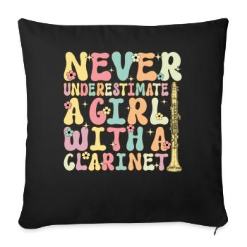 Une fille avec une clarinette Groovy Clarinetis - Housse de coussin décorative 45 x 45 cm - noir - Devant
