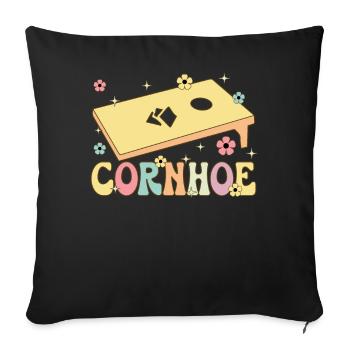 Cornhoe Groovy Cornhole Fille Joueur Trou De Maïs - Housse de coussin décorative 45 x 45 cm - noir - Devant