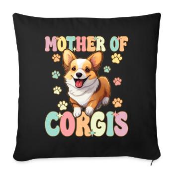 Mutter von Corgis Groovy Dog Mom - Sofakissenbezug 45 x 45 cm - Schwarz - Vorne