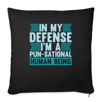 Humour Noir Jeu De Mots Drôle Dans Ma Défense - Housse de coussin décorative 45 x 45 cm - noir - Devant