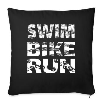 Triathlon Natation Vélo Course Athlètes - Housse de coussin décorative 45 x 45 cm - noir - Devant