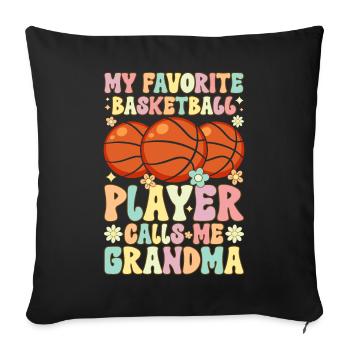 Favorite basketball player calls me Grandma Groovy - Sofa pillowcase 17,3'' x 17,3'' (45 x 45 cm) - black - Front