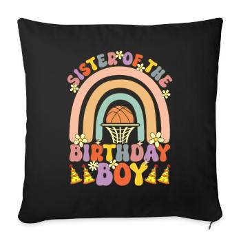 Soeur de Birthday Boy Groovy Basketball - Housse de coussin décorative 45 x 45 cm - noir - Devant