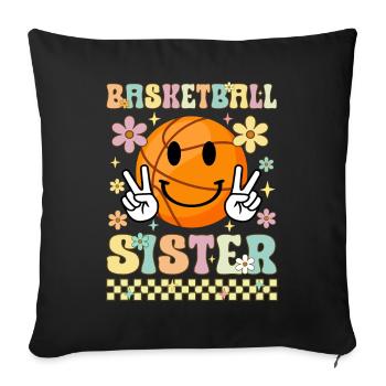 Basket-ball soeur Groovy Sis - Housse de coussin décorative 45 x 45 cm - noir - Devant