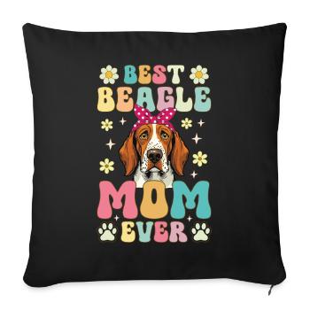 Meilleure maman beagle de tous les temps Groovy Dog Mom - Housse de coussin décorative 45 x 45 cm - noir - Devant