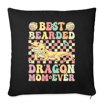 Best Bearded Dragon Mom Ever Groovy Lizard Lover - Sofa pillowcase 17,3'' x 17,3'' (45 x 45 cm) - black - Front