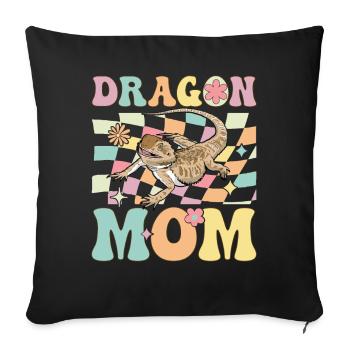 Dragon Mom Groovy Bearded Dragon Lizard Lover - Sofa pillowcase 17,3'' x 17,3'' (45 x 45 cm) - black - Front