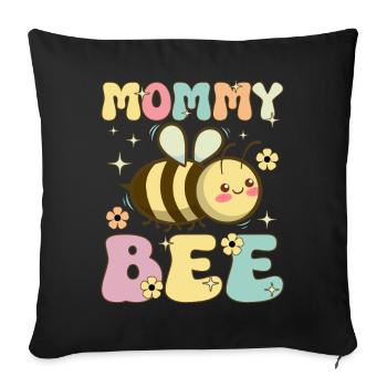 Maman abeille Groovy apiculteur maman apiculture - Housse de coussin décorative 45 x 45 cm - noir - Devant
