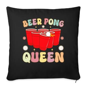 Beer Pong Queen Groovy Beer Pong Girl Player Drink - Sofa pillowcase 17,3'' x 17,3'' (45 x 45 cm) - black - Front