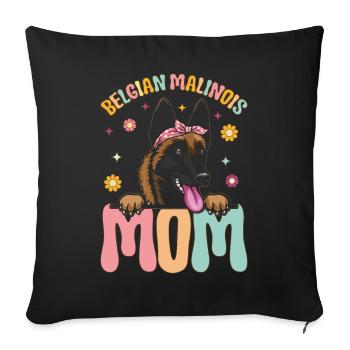 Belgischer Malinois Mama Groovy Dog Mom - Sofakissenbezug 45 x 45 cm - Schwarz - Vorne