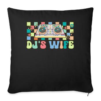 DJ's Wife Groovy Disc Jockey Plattenspieler - Sofakissenbezug 45 x 45 cm - Schwarz - Vorne