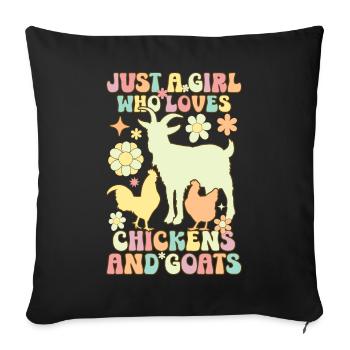 Groovy Farmer Just A Girl Who Loves Chickens And G - Sofa pillowcase 17,3'' x 17,3'' (45 x 45 cm) - black - Front