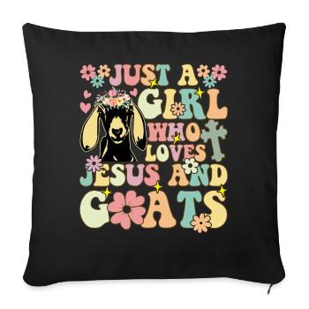 Groovy Farmer Farming Just A Girl Who Loves Jesus - Sofa pillowcase 17,3'' x 17,3'' (45 x 45 cm) - black - Front