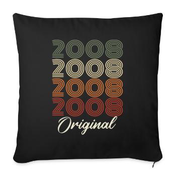 2008 Original Vintage Geburtstagsgeschenk 2008 - Sofakissenbezug 45 x 45 cm - Schwarz - Vorne