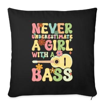 Ne sous-estimez jamais une fille avec un gr basse - Housse de coussin décorative 45 x 45 cm - noir - Devant