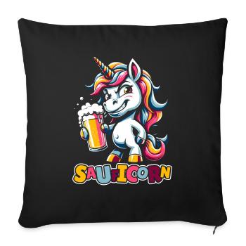 Amateur de bière Licorne Sauficorn - Housse de coussin décorative 45 x 45 cm - noir - Devant