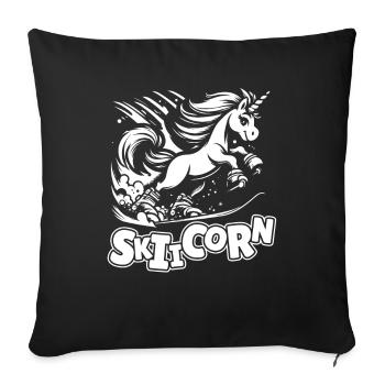 Skiing Après Ski Unicorn Skiicorn - Sofa pillowcase 17,3'' x 17,3'' (45 x 45 cm) - black - Front