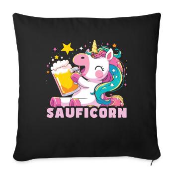 Amateur de bière Licorne Sauficorn - Housse de coussin décorative 45 x 45 cm - noir - Devant