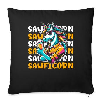 Amateur de bière Licorne Sauficorn - Housse de coussin décorative 45 x 45 cm - noir - Devant