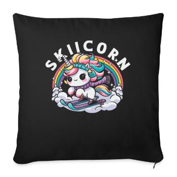 Skiing Après Ski Unicorn Skiicorn - Sofa pillowcase 17,3'' x 17,3'' (45 x 45 cm) - black - Front