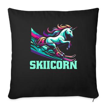 Ski Après-Ski Unicorn Skiicorn - Housse de coussin décorative 45 x 45 cm - noir - Devant