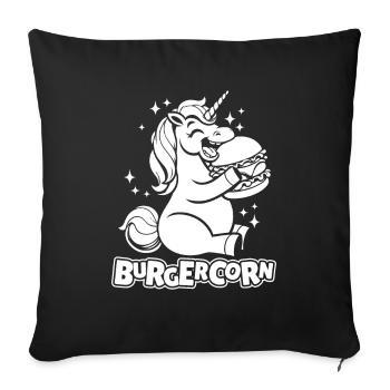 Burger, Hamburger, Licorne, Burgercorn - Housse de coussin décorative 45 x 45 cm - noir - Devant