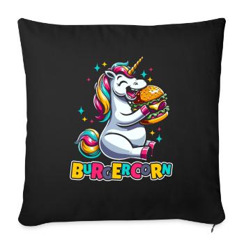 Burger, Hamburger, Licorne, Burgercorn - Housse de coussin décorative 45 x 45 cm - noir - Devant