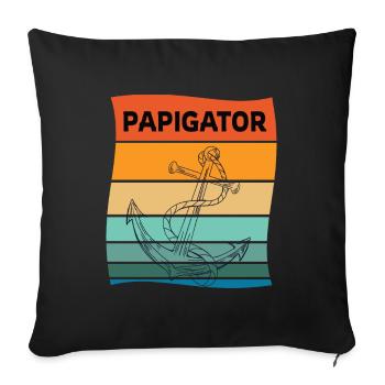 Papigator Papa Papa Ancre Fête des Pères - Housse de coussin décorative 45 x 45 cm - noir - Devant