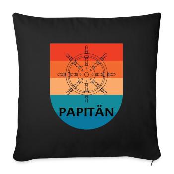 Papitän Papa Papa Fête des Pères Capitaine - Housse de coussin décorative 45 x 45 cm - noir - Devant