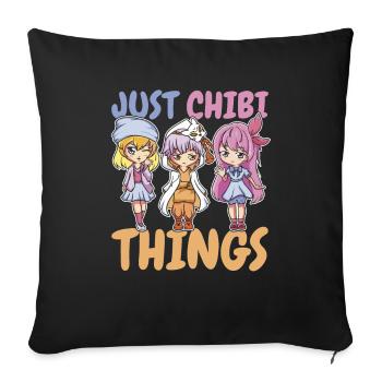 Anime Manga Chibi - Sofa pillowcase 17,3'' x 17,3'' (45 x 45 cm) - black - Front