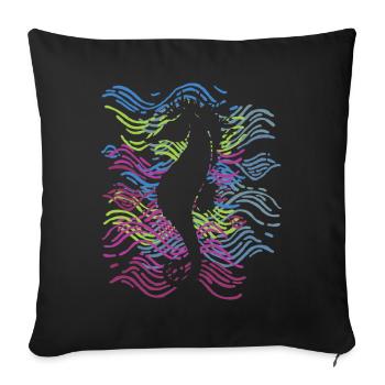 Hippocampe magique océan sous-marin - Housse de coussin décorative 45 x 45 cm - noir - Devant