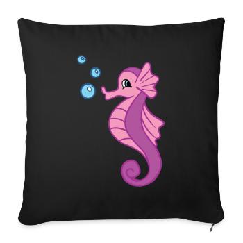 Enfants hippocampe océan sous-marin - Housse de coussin décorative 45 x 45 cm - noir - Devant