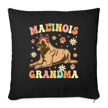 Malinois Granny Groovy Belge Malinois - Housse de coussin décorative 45 x 45 cm - noir - Devant