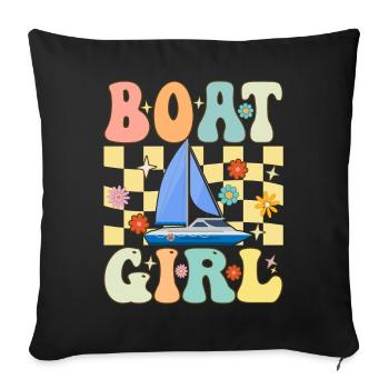 Boot Girl Groovy Boating Girl Female Boating - Sofa pillowcase 17,3'' x 17,3'' (45 x 45 cm) - black - Front