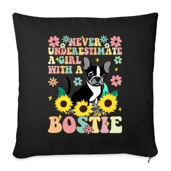 Never underestimate a girl with a bo - Sofa pillowcase 17,3'' x 17,3'' (45 x 45 cm) - black - Front